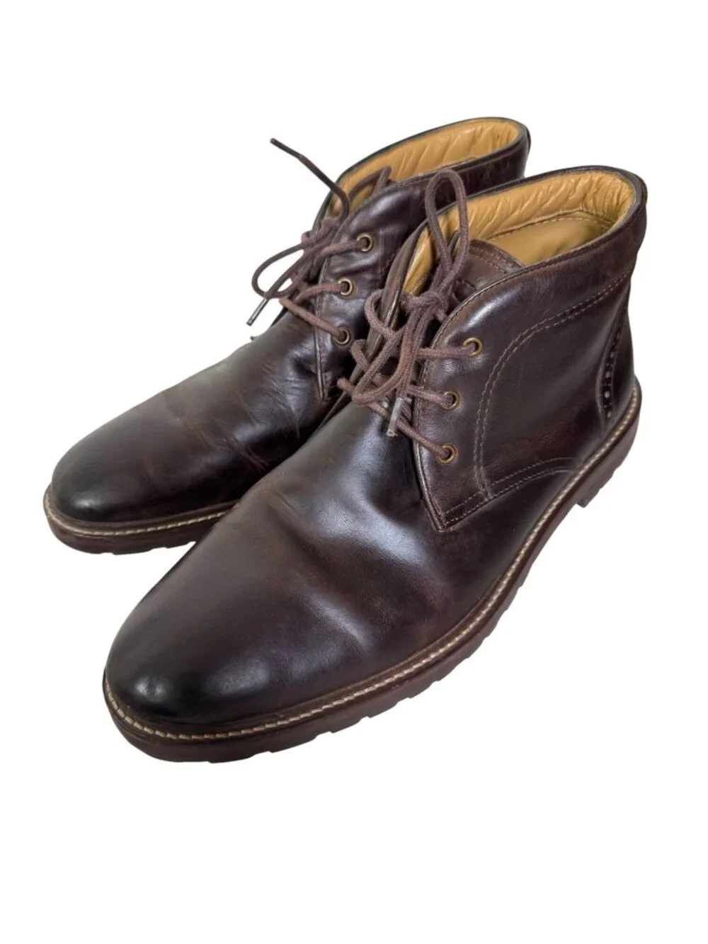 Florsheim Mens Brown Leather Chukka Boots Size 10.5 3E Wide Lace up Classic